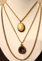Goldette Faux Amethyst Teardrop Pendant &amp; Locket Multi Chain Necklace 60... - £29.64 GBP