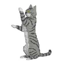 Gray Tabby Cats Sculptures (JEKCA Lego Brick) DIY Kit - £74.80 GBP