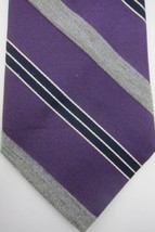 NEW Breuer Purple Gray and Black Stripe Silk and Cashmere Tie Made in Italy - $80.99