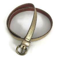 Fossil Womans Belt Gold Studded Casual Dress Belt Zipper Teeth Detail - £16.90 GBP