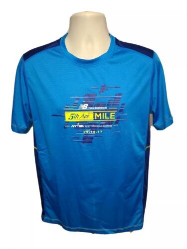 2017 New Balance NYRR 5th Ave Mile Run for Life Mens Medium Blue Jersey - $19.80
