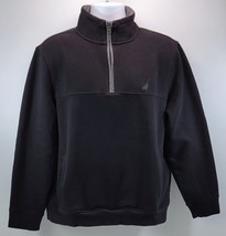 D) Nautica Men Quarter-Zip Pullover Fleece Sweatshirt Black Large - £15.56 GBP