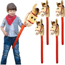 4Pcs Inflatable Stick Horse Toy 38 Inches Inflate Horsehead Balloon Cowb... - $13.81