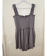 DeepSelf Women Gray Summer Sleeveless Romper Square Collar Ruffle Straps... - $29.70