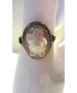 Vintage  Carved Cameo Rose Ring  silver - £72.07 GBP