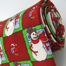 New Keith Daniels Christmas Snow Man Holiday Bird Red White Necktie Tie - $34.64