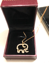 0.16Ct Baby Elephant Simulated Diamond Necklace 14K Yellow Gold Over 925 Silver - £50.50 GBP