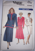 Vogue Misses/Misses Petite Top &amp; Skirt Size 12-16 #7611 Uncut - $6.99