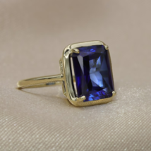 Solitaire Blue Sapphire ring Promise Ring Woman Gift Ring Gold- Palleted Ring - £70.46 GBP