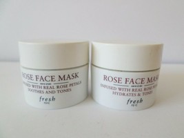 FRESH Rose Face Mask Infused Real Rose Petals Soothes Tones - 0.5 oz (LOT OF 2) - £12.51 GBP