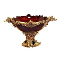 Decorative Polystone Bowl Brown Gold Polyresin Stone - £75.02 GBP