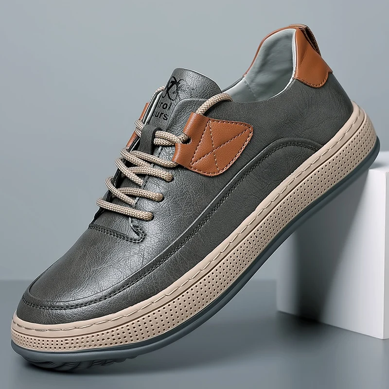 Men Casual Shoes lace up fashion Spring autumn Men&#39;s Genuine Leather Out... - $91.56