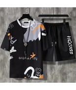 2022 Men Shorts Sets Summer Fashion Harajuku Tshirt + Shorts Suit  New M... - £43.01 GBP