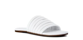 New sandals women&#39;s sz 8 Slip On WHITE Multi-Band Slides Memory Foam  - £15.76 GBP