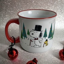 Peanuts Christmas Mug Snoopy Hat Woodstock &quot;Fa La La La Ceramic Mug Whit... - $23.05