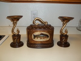 Fish Hook Candle Holders and Storage Box with Removable Lid ~ Nautical - £43.35 GBP