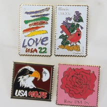 USPS Postage Stamp Metal Pins Love 22 c Rose 18 c USA $10.75  Illinois 20 c - $20.57