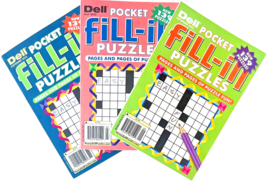 NEW Lot of 3 Penny Press Dell Pocket Fill In Puzzle Books 139 Puzzles Each! - $13.81