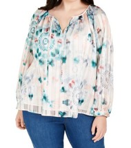 allbrand365 designer Womens Plus Size Printed Chiffon Overlay Top,1X - £69.40 GBP