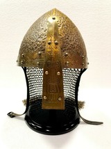 Viking Antique Brown Love Iron and Brass Gjermundbu Chainmail Wearable Helmet... - $233.36