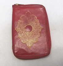 Vintage red key credit card case Saddle Lambskin Sears key USA gold decoration - £14.70 GBP