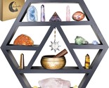 Bohemian Crystal Display Shelf And Essential Oils - Large 21&quot; Black Geom... - $57.95