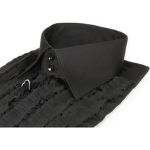 Mens CEREMONIA Tuxedo Ruffle Shirt 100% Cotton Turkey Slim Fit #paris 15 Black image 6
