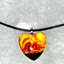 Baltic Flameing Honey Amber Heart Gemstone Hand Made 19in Rope - £15.56 GBP