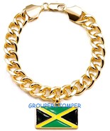 Jamaican Bracelet New 10mm Wide Cuban Link Chain 7 1/2 Inches Long Dangl... - £13.03 GBP