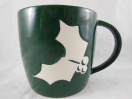 Large Collectible Starbucks Green Christmas Mug Cup with white Holly 2011 - £10.94 GBP