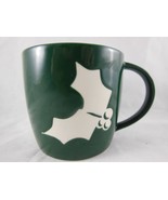 Large Collectible Starbucks Green Christmas Mug Cup with white Holly 2011 - £10.94 GBP