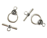30 Sets Toggle Clasps Round Jelly Roll Spiral Silver Small 18mm Bead Con... - $9.49