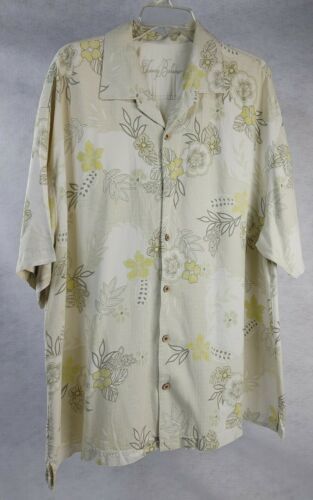 Men's Tommy Bahama Yellow 100% Silk Hawaii Floral Shirt Original Fit Casual XXL - £35.81 GBP