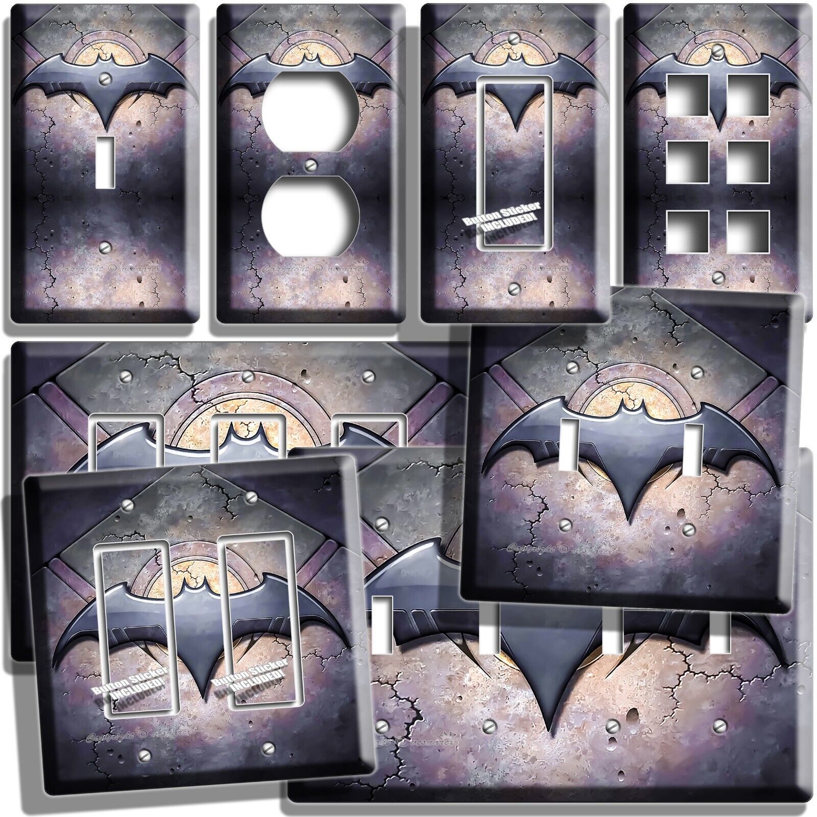 RUSTIC BATMAN 3D LOGO COMICS SUPERHERO LIGHT SWITCH OUTLET WALL PLATE RO... - $9.09+