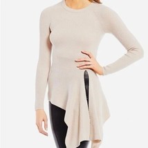 Antonio Melani Womens Ribbed Knit Asymmetrical Hem Sweater TAN Size XS GOLD NWT - £30.92 GBP