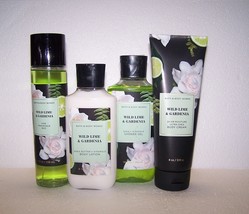 Bath &amp; Body Works Wild Lime &amp; Gardenia 4 Piece Set -  Cream, Mist, Lotion, Gel - £30.89 GBP