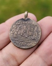 Sikh Guru Nanak Dev Antique Coin pendant Mool Mantar Locket black thread pp15 - £29.56 GBP