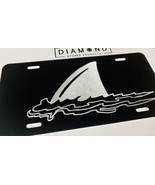 DEEP Engraved Shark Fin In Water Diamond Etched Aluminum License Plate C... - £15.64 GBP