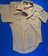 Usn U.S. Navy Quarter Sleeve Khaki Tan Uniform Short Sleeve Dress Shirt Large - £18.94 GBP