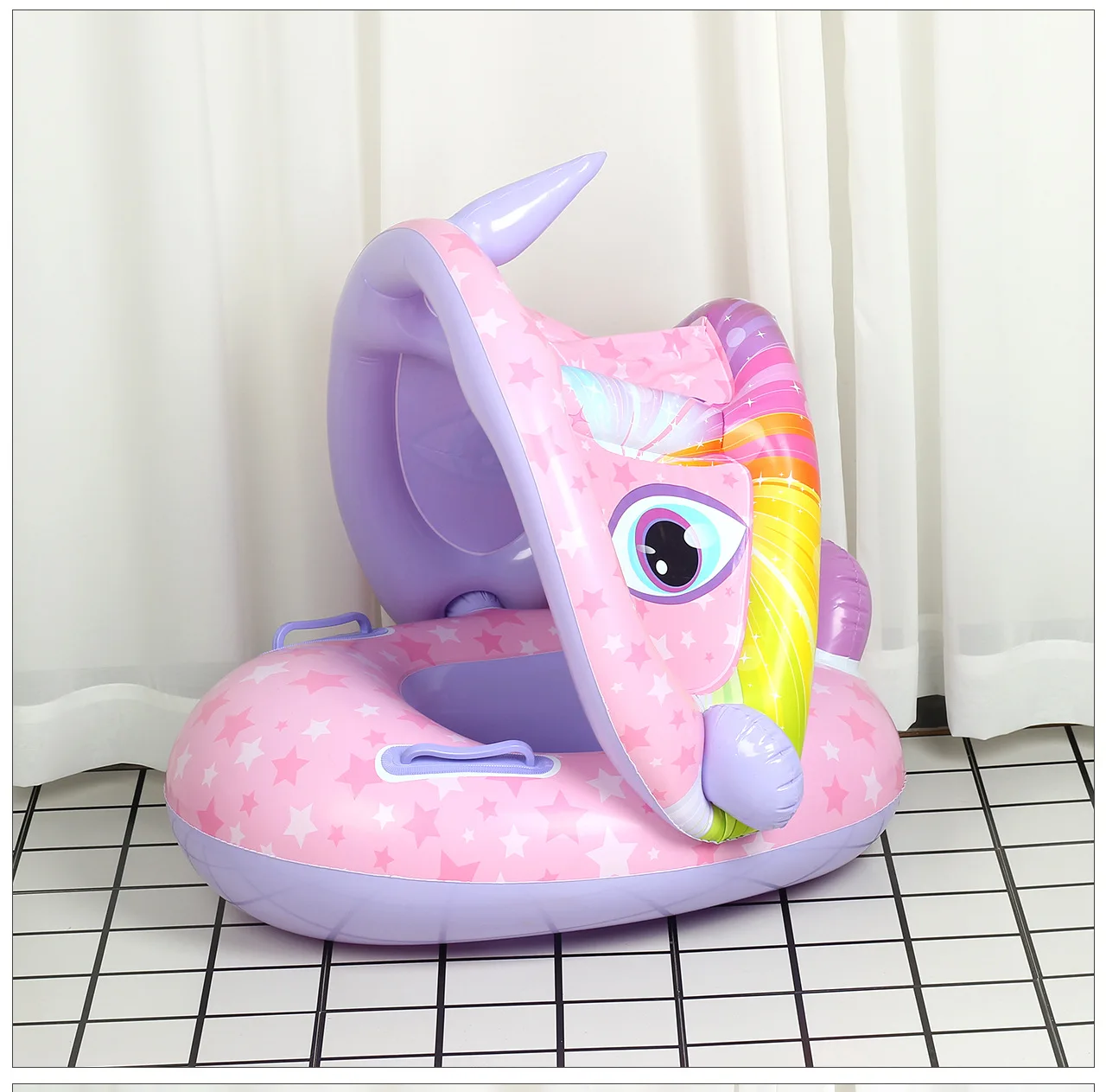 Baby Swimming Ring with Sunshade Pool Float Unicorn Inflatable Swimming Circle - £17.62 GBP+