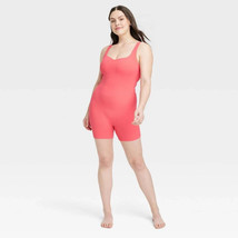 Women&#39;s Brushed Sculpt Rib Short Active Bodysuit All In Motion Coral Pin... - $9.89