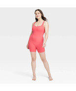 Women&#39;s Brushed Sculpt Rib Short Active Bodysuit All In Motion Coral Pin... - $13.52 CAD