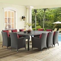 Sojourn 11 Piece Outdoor Patio Sunbrella Dining Set Canvas Red EEI-2311-CHC-RED- - £2,290.79 GBP