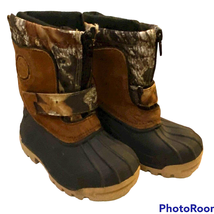 Mossy Oak Ozark Trail Boys Camo Leather Boots Size 7 Waterproof Zip Insulated - £15.08 GBP