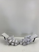 Balenciaga 80mm Four-Buckle White Leather Slide High-Heel Sandals Womens Size 37 - £178.51 GBP