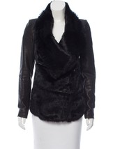Helmut Lang Flux Fur &amp; Leather Coat Jacket Black P XS $1895 - £320.50 GBP