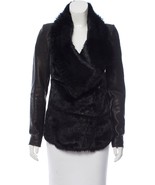 Helmut Lang Flux Fur &amp; Leather Coat Jacket Black P XS $1895 - $399.99