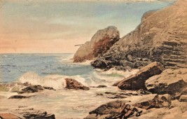 Ogunquit Maine Rugged Coast At Perkin&#39;s COVE~1951 Pstmk Tinted Photo Postcard - £7.02 GBP