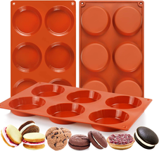 3 Pcs Silicone Egg Molds/Muffin Top Pans for Baking, 6-Cavity Non-Stick 3&quot; round - £15.34 GBP