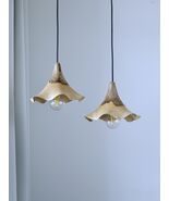 Set of 2 Natural Wood Pendant Light: Wavy Edge Chandelier, Rustic Kitche... - $230.00